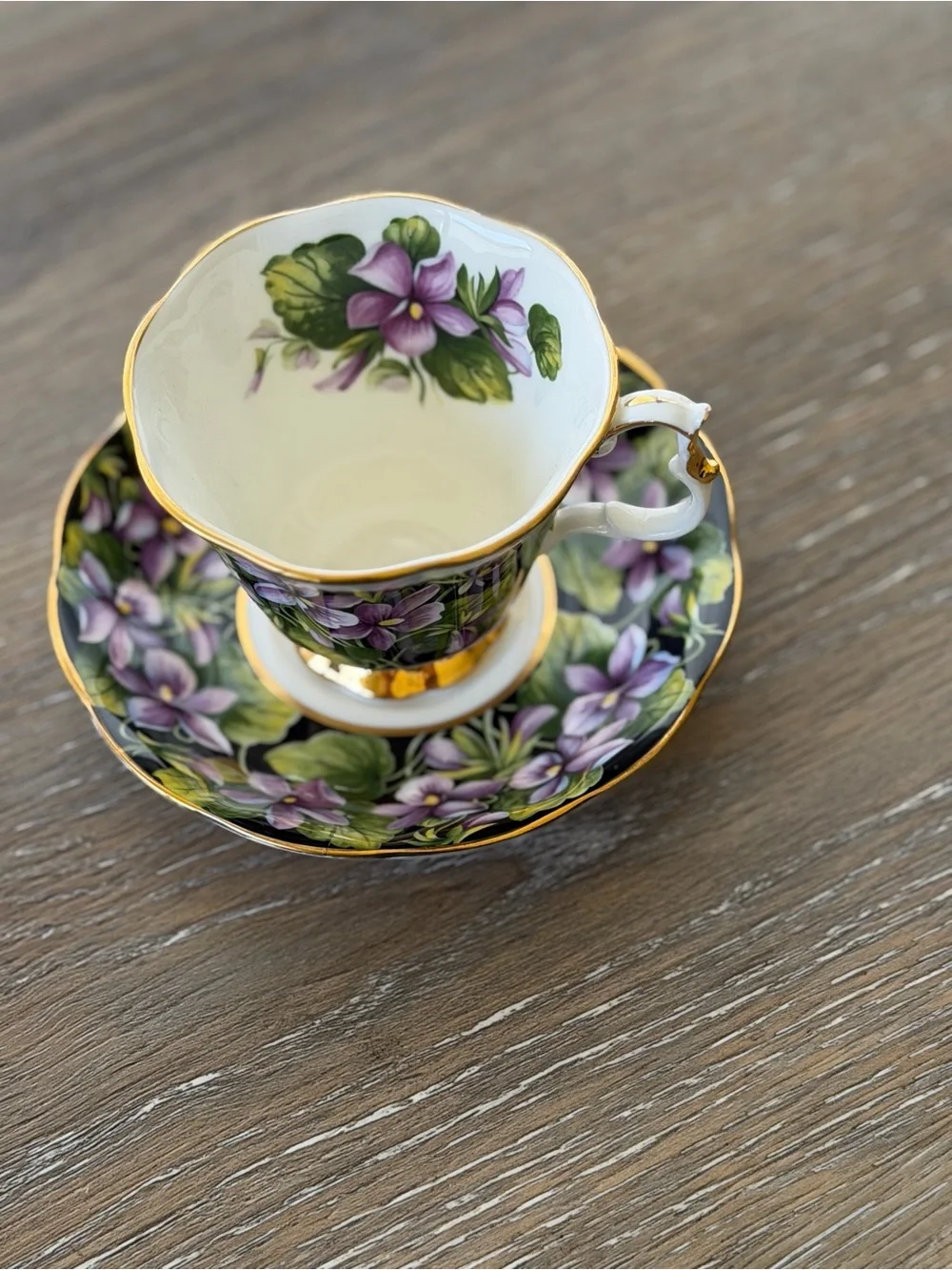 Royal Albert Bone China Cup & Saucer. Purple Violet.